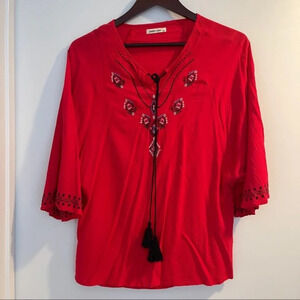 Top embroidered red XL mid sleeves Sweet Lady